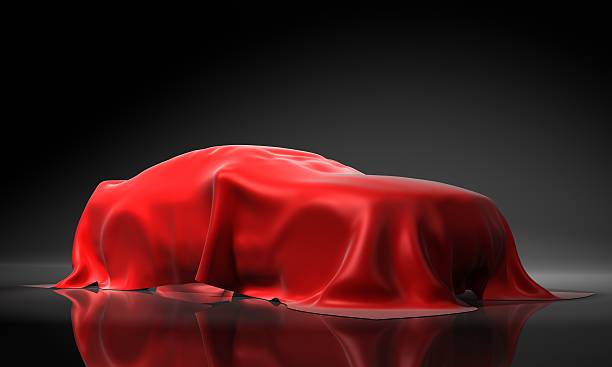 The car covered red silk cloth - photorealistic 3d render